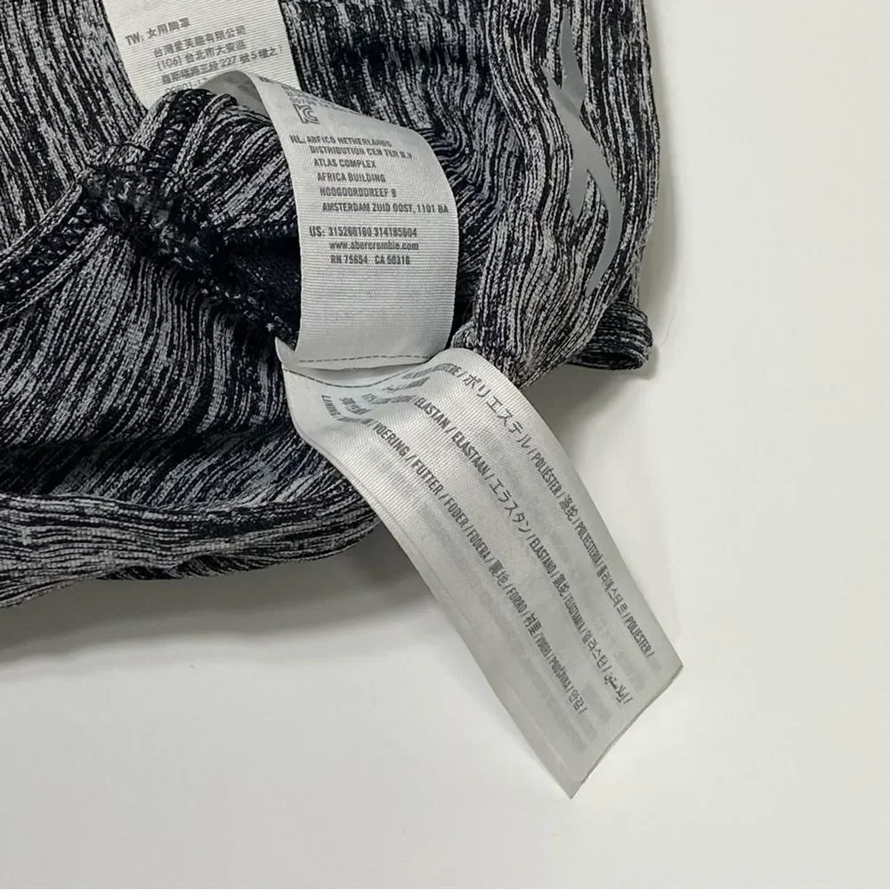 Holister Open Back Chriscross Black & Gray Spacedye Spots Bra Women's Size M